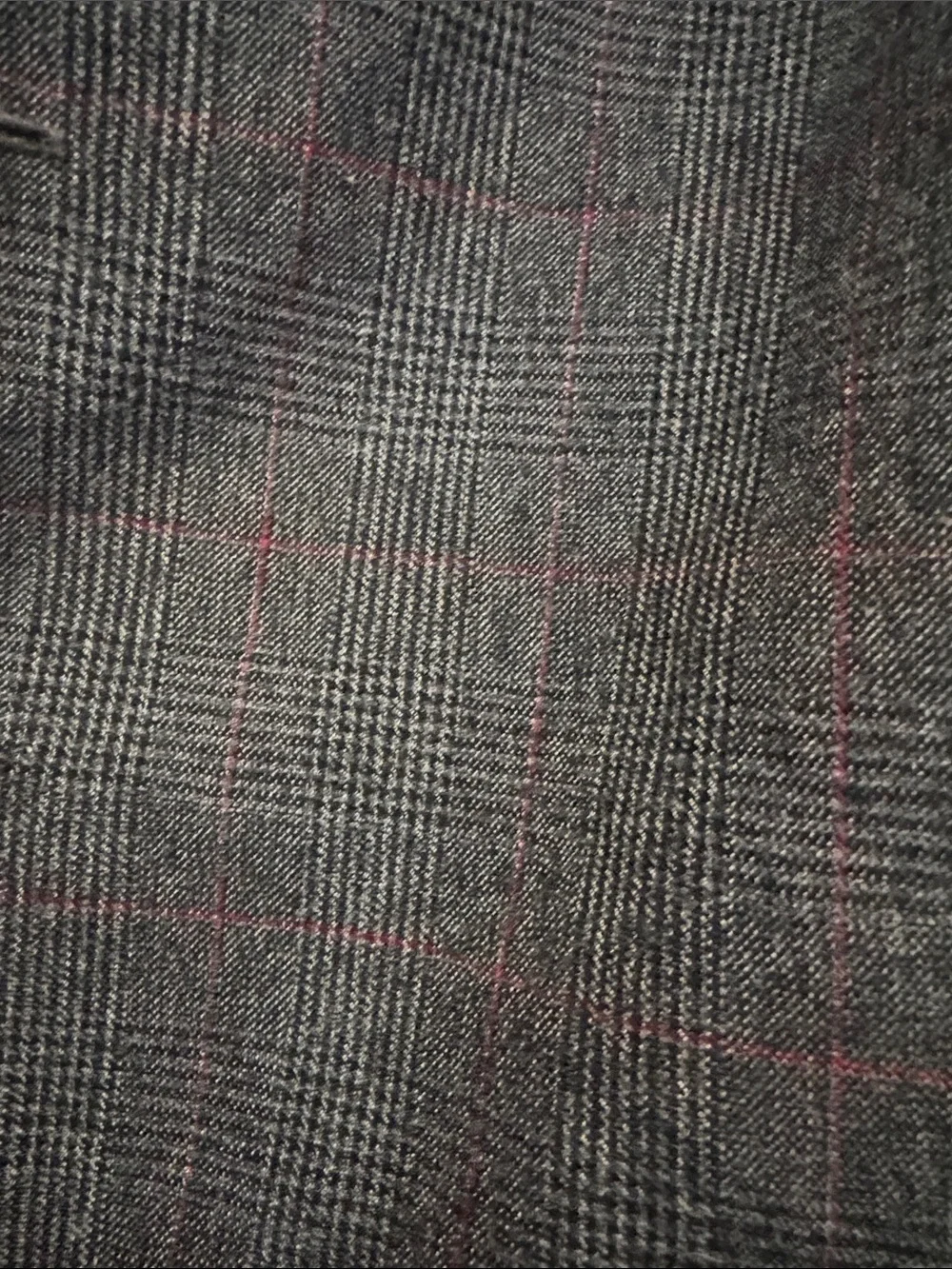 George Charcoal Plaid Waistcoat with Subtle Red Windowpane